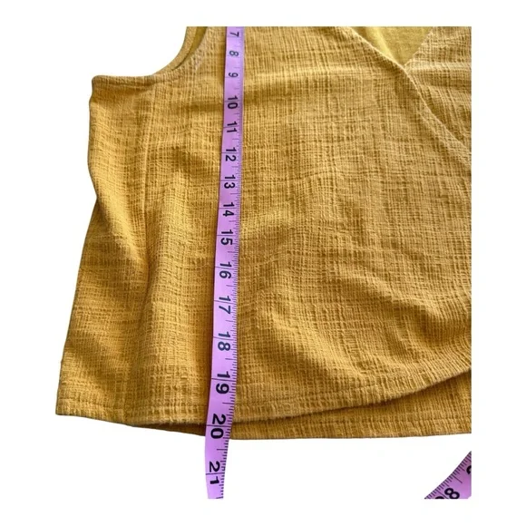 Madewell Texture & Thread Sleeveless Wrap Tie Top Mustard Yellow Linen Blend L - Picture 9 of 9